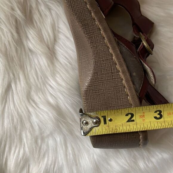 PW minor leather brown wedge adjustable Velcro strap sandals size 9 - Picture 10 of 10